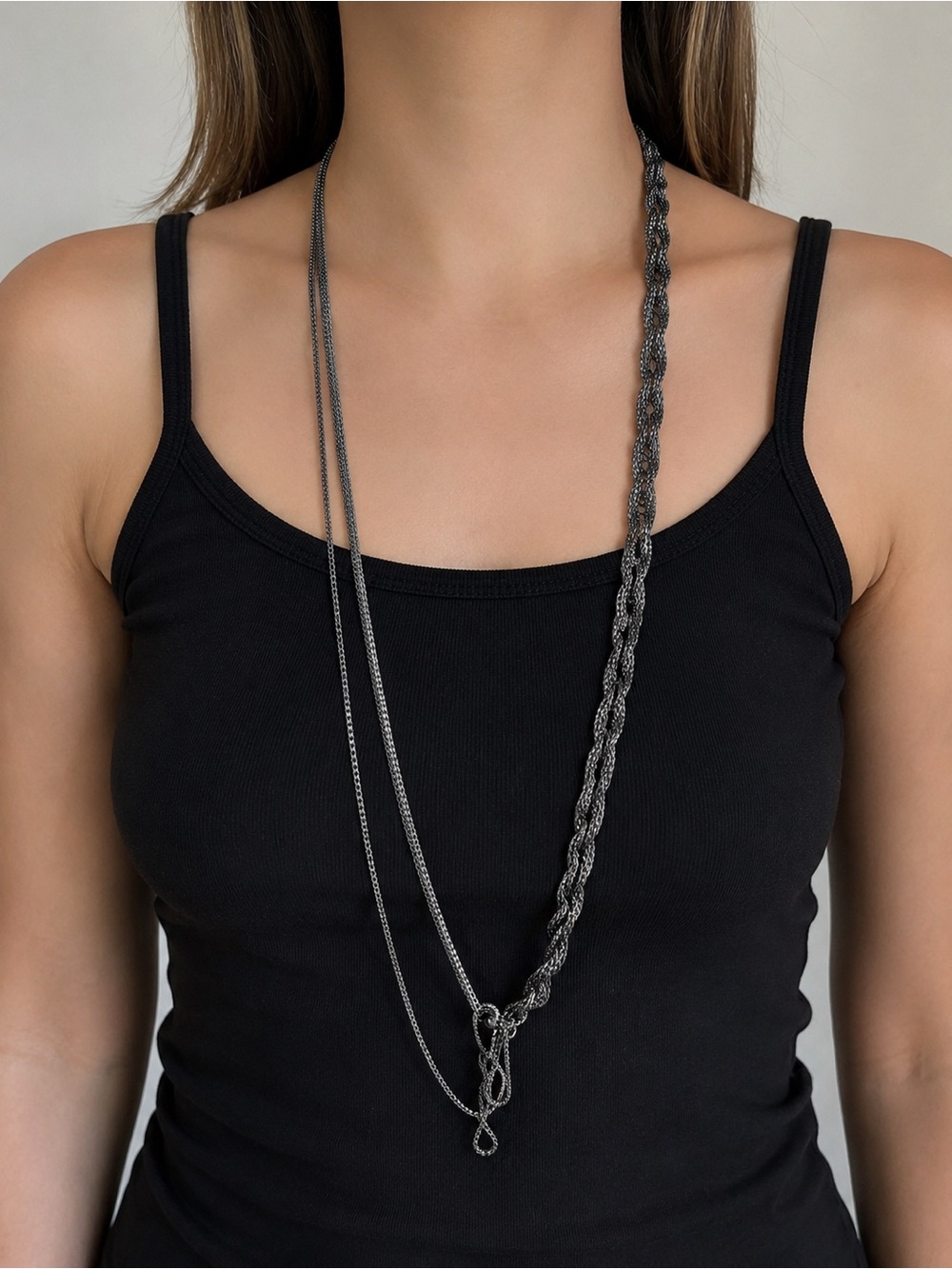 Silver Chunky Braided Chain Necklace